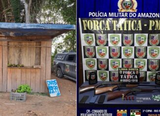 ROCAM apreende arsenal e drogas após criminosos fugirem em ramal do Garra, na AM-010