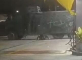 VÍDEO: Homem é flagrado pichando sigla do Terceiro Comando Puro em Caveirão da Polícia Militar