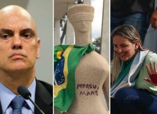 Alexandre de Moraes vota pela condenação de 14 anos para mulher que pichou estátua da Justiça