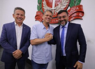 Governadores Wilson Lima, Tarcísio de Freitas e Mauro Mendes reúnem-se com membros da associação que representa secretarias estaduais de Meio Ambiente