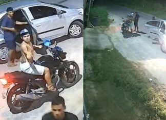 Câmeras registram roubo de moto por criminosos em carro na Zona Centro-Sul de Manaus