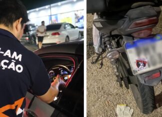 Detran-AM: Durante fiscalização, condutores são presos por adulteração de placa e desacato