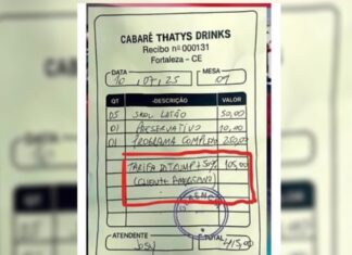 Recibo de cabaré cobra “tarifa do Trump” de cliente americano e viraliza