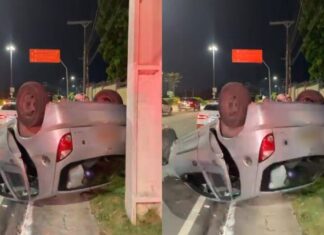 Carro capota na Avenida Coronel Teixeira e deixa ferido em Manaus