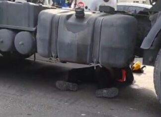 Motociclista fica ferido após parar debaixo de carreta na Avenida Autaz Mirim em Manaus