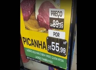 Após retirar faixa “antipetista”, frigorífico exibe novo cartaz contra “ladrão”