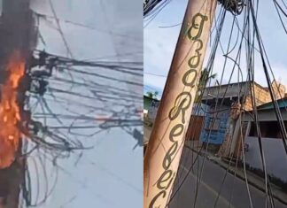 Curto-circuito provoca queda de cabos e bloqueia garagem na Zona Norte de Manaus