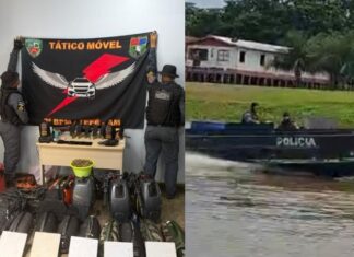 PM reage a “piratas do rio” no Japurá, troca tiros e apreende arsenal avaliado em R$ 1 milhão