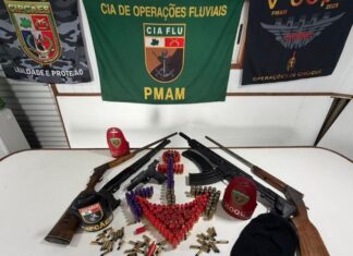 Confronto no interior do AM termina com arsenal apreendido e R$ 146 mil de prejuízo a “piratas do rio” em Jutaí