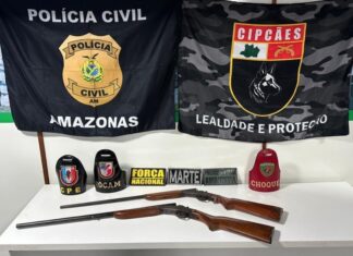 Homem com duas espingardas tenta matar mulher e é preso no interior do Amazonas