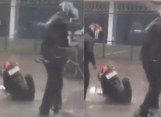 Motociclista cai em buraco encoberto por alagamento durante chuva em Manaus