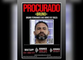 Disque Denúncia divulga novo cartaz em busca do goleiro Bruno, foragido desde março