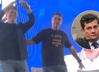 Tarcísio e Moro ignoram escândalo do Banco Master e fazem ato com Flávio Bolsonaro