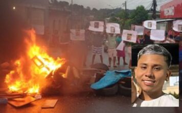 Familiares de jovem morto após colisão com viatura fazem protesto na Zona Leste de Manaus