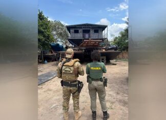 PF e Ibama fecham estaleiro clandestino que fabricava dragas para garimpo ilegal em Manaus
