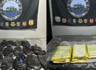 Cão farejador Sheriff ajuda PM a apreender mais de 11 quilos de drogas em embarcação no AM
