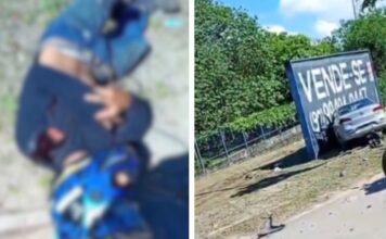 Motorista de app perde controle do carro e atropela motociclista na zona leste de Manaus