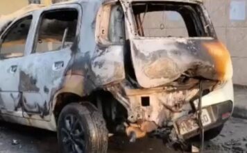 Carro de aplicativo pega fogo após suposto vazamento de gás durante corrida em Manaus