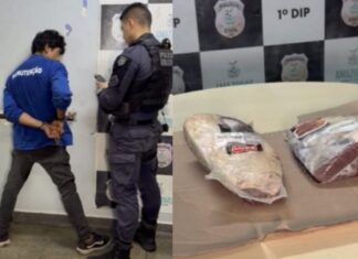Suspeito é preso com duas peças de picanha escondidas sob a camisa em supermercado de Manaus