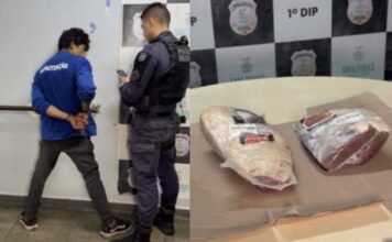 Suspeito é preso com duas peças de picanha escondidas sob a camisa em supermercado de Manaus