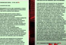 Mensagem atribuída ao CV ameaça suspeitos de crimes contra mulheres e crianças no Amazonas