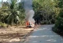 Carro é destruído por incêndio no Ramal do Brasileirinho em Manaus