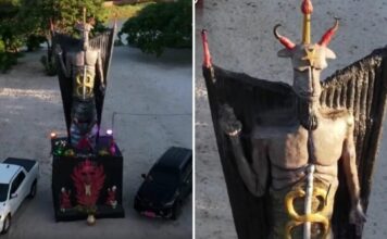 Feiticeira investe R$ 100 mil em estátua de 11 metros dedicada ao Diabo