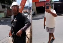 Vídeo mostra homem intimidando trabalhadores durante discussão em rua de Manaus