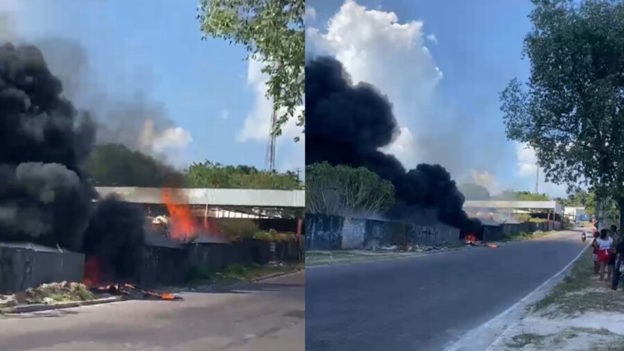 Fogo se espalha por terreno baldio e quase atinge residências no Nova Cidade; veja