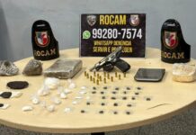Rocam apreende maconha, cocaína, crack, pistola e munições no Alvorada