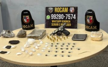 Rocam apreende maconha, cocaína, crack, pistola e munições no Alvorada