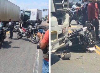 Policial da Rocam fica ferido após bater contra duas carretas em Manaus