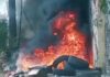 Incêndio em pilha de pneus mobiliza Corpo de Bombeiros na Zona Norte de Manaus