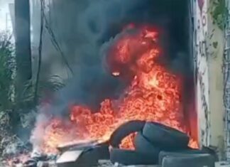 Incêndio em pilha de pneus mobiliza Corpo de Bombeiros na Zona Norte de Manaus