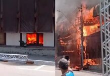 Prédio antigo pega fogo e assusta moradores e comerciantes no Centro de Manaus