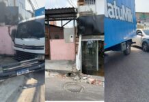Caminhão perde controle e invade residência no bairro da União em Manaus