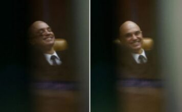 Fotógrafo flagra “Xandão” rindo após bate-boca com Mendonça no STF