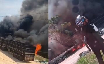 Incêndio toma conta de área de empresa no Distrito Industrial