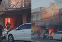 Fogo toma conta de churrascaria e mobiliza moradores no Educandos
