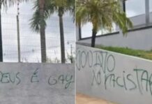 Igreja evangélica é pichada com ofensas como “Deus é gay” após vitória de Lula