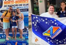Nadadora de 9 anos do Amazonas sobe ao pódio três vezes em torneio nacional de natação