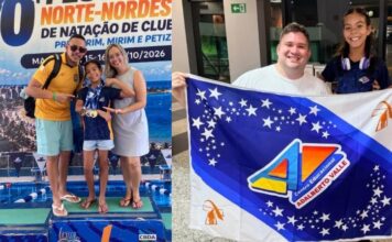 Nadadora de 9 anos do Amazonas sobe ao pódio três vezes em torneio nacional de natação